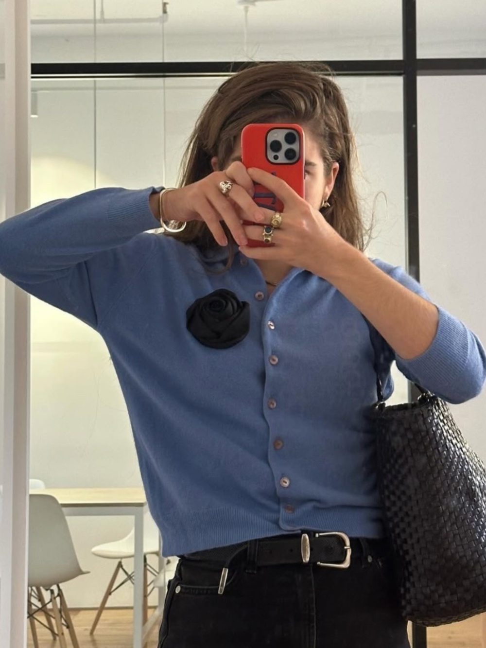 Blue Polo-Collar Cardigan Sweater - Women - Picture 2 of 5